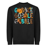 Black Gobble Gobble Gobble with Turkey Heavyweight Sweatshirt - texasbilliewilder