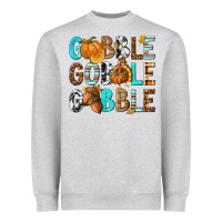 Heather Grey Gobble Gobble Gobble with Turkey Heavyweight Sweatshirt - texasbilliewilder