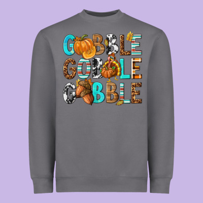 Gobble Gobble Gobble With Turkey Heavyweight Sweatshirt Designed By Texasbilliewilder