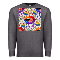 Charcoal Heather Pride lgbtq lips and heart lollipop seamless patte Premium Sweatshirt - BundleAndBundleShop