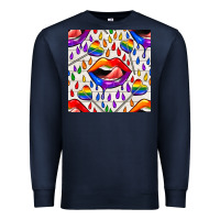 Navy Pride lgbtq lips and heart lollipop seamless patte Premium Sweatshirt - BundleAndBundleShop