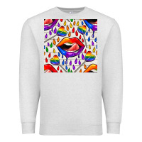 Oatmeal Heather Pride lgbtq lips and heart lollipop seamless patte Premium Sweatshirt - BundleAndBundleShop