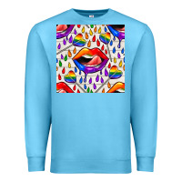 Ocean Blue Pride lgbtq lips and heart lollipop seamless patte Premium Sweatshirt - BundleAndBundleShop