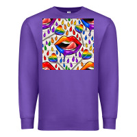 Purple Pride lgbtq lips and heart lollipop seamless patte Premium Sweatshirt - BundleAndBundleShop