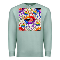 Seafoam Pride lgbtq lips and heart lollipop seamless patte Premium Sweatshirt - BundleAndBundleShop