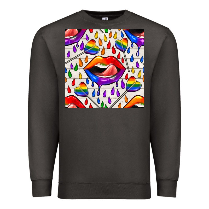Pride Lgbtq Lips And Heart Lollipop Seamless Patte Premium Sweatshirt by BundleAndBundleShop | Teevron