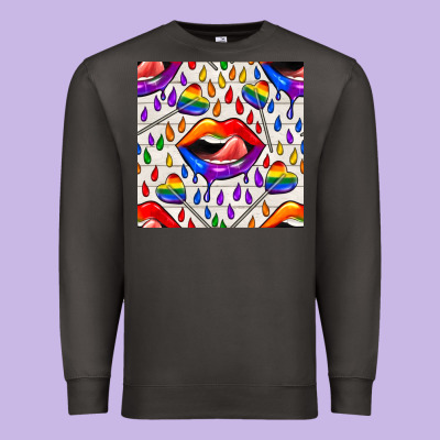 Pride Lgbtq Lips And Heart Lollipop Seamless Patte Premium Sweatshirt Designed By Bundleandbundleshop