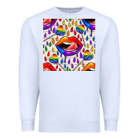 White Pride lgbtq lips and heart lollipop seamless patte Premium Sweatshirt - BundleAndBundleShop