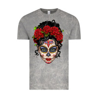 Cloud Rock mexican sugar skull messy bun woman Vintage Tee - LillyAllenDesigns