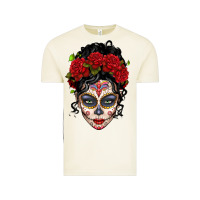 Vintage Arctic mexican sugar skull messy bun woman Vintage Tee - LillyAllenDesigns