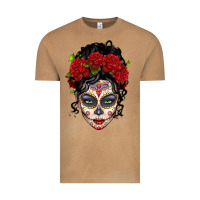 Vintage Camel mexican sugar skull messy bun woman Vintage Tee - LillyAllenDesigns