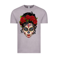 Vintage Zinc mexican sugar skull messy bun woman Vintage Tee - LillyAllenDesigns