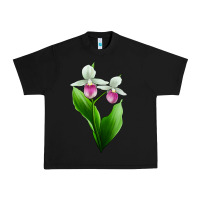 Black Pink And White Lady's Slipper Flower Urban Heavy Tee - LillyAllenDesigns