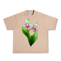 Burro Pink And White Lady's Slipper Flower Urban Heavy Tee - LillyAllenDesigns