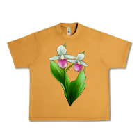 Pink And White Lady's Slipper Flower Urban Heavy Tee | Teevron