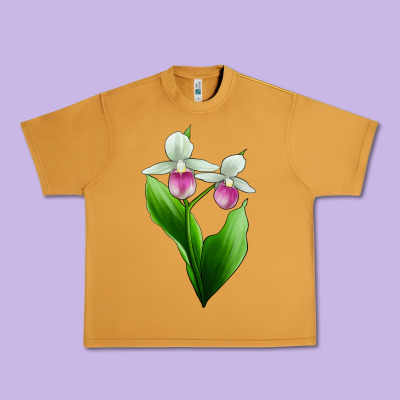 Pink And White Lady's Slipper Flower Urban Heavy Tee Designed By Lillyallendesigns