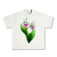 Pistachio Pink And White Lady's Slipper Flower Urban Heavy Tee - LillyAllenDesigns