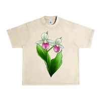 Sandshell Pink And White Lady's Slipper Flower Urban Heavy Tee - LillyAllenDesigns