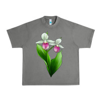 Tornado Pink And White Lady's Slipper Flower Urban Heavy Tee - LillyAllenDesigns