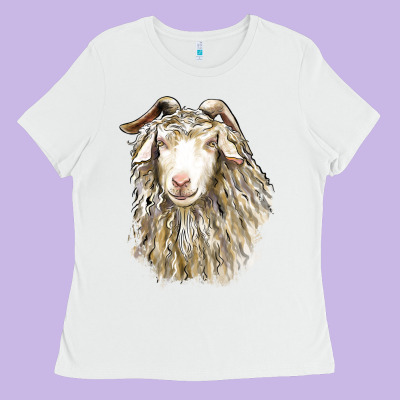 Angora Goat Face Ladies Tee Designed By Lillyallendesigns