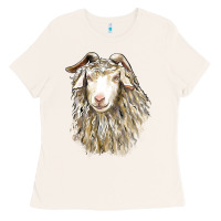 Bone Angora Goat Face Ladies Tee - LillyAllenDesigns