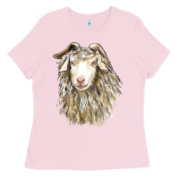 Bubblegum Pink Angora Goat Face Ladies Tee - LillyAllenDesigns