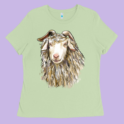 Angora Goat Face Ladies Tee Designed By Lillyallendesigns