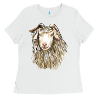 White Angora Goat Face Ladies Tee - LillyAllenDesigns