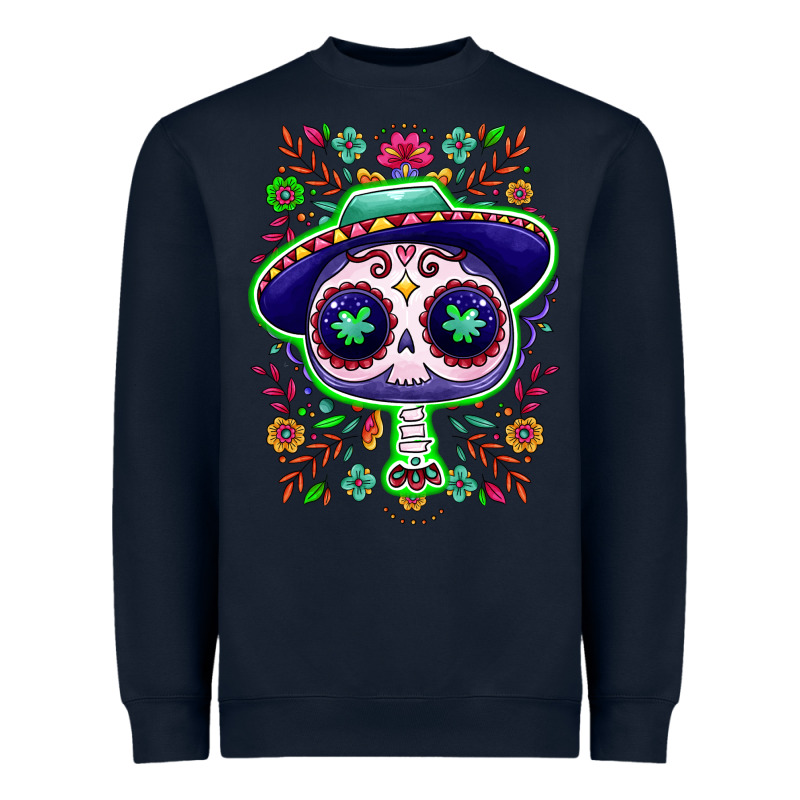 Mexican Day Of Dead Sugar Skull Heavyweight Sweatshirt by NancyCooperArtShop | Teevron
