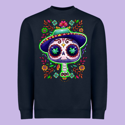 Mexican Day Of Dead Sugar Skull Heavyweight Sweatshirt Designed By Nancycooperartshop