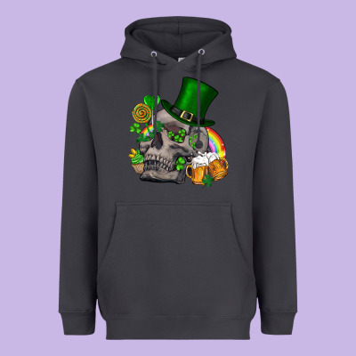St Patrick's Day Boho Skull Heavyweight Hoodie Designed By Fadigitalartstudio