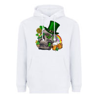 White St Patrick's Day boho skull Heavyweight Hoodie - FaDigitalArtStudio