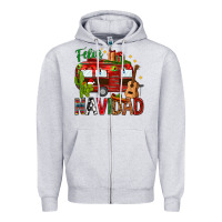 Heather Grey Feliz Navidad Christmas Mexico Zipper Hoodie - HowdyJamesFarm