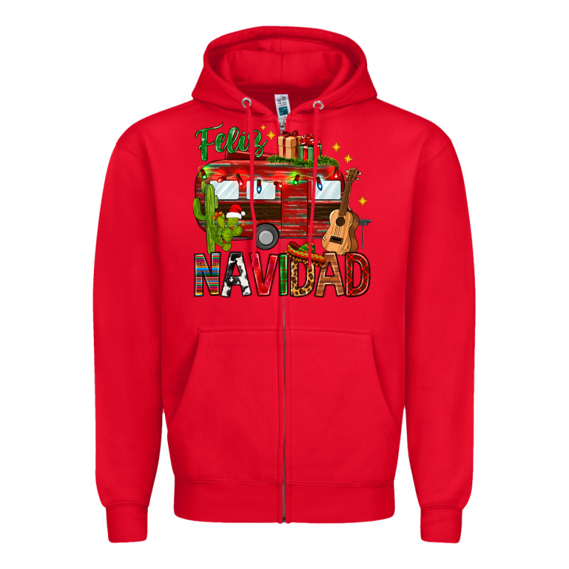 Feliz Navidad Christmas Mexico Zipper Hoodie by HowdyJamesFarm | Teevron