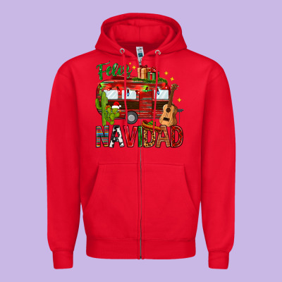 Feliz Navidad Christmas Mexico Zipper Hoodie Designed By Howdyjamesfarm