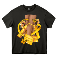 Asphalt Childhood Cancer diva yellow ribbon Heavy Core Tee - NancyCooperArtShop