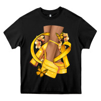 Black Childhood Cancer diva yellow ribbon Heavy Core Tee - NancyCooperArtShop