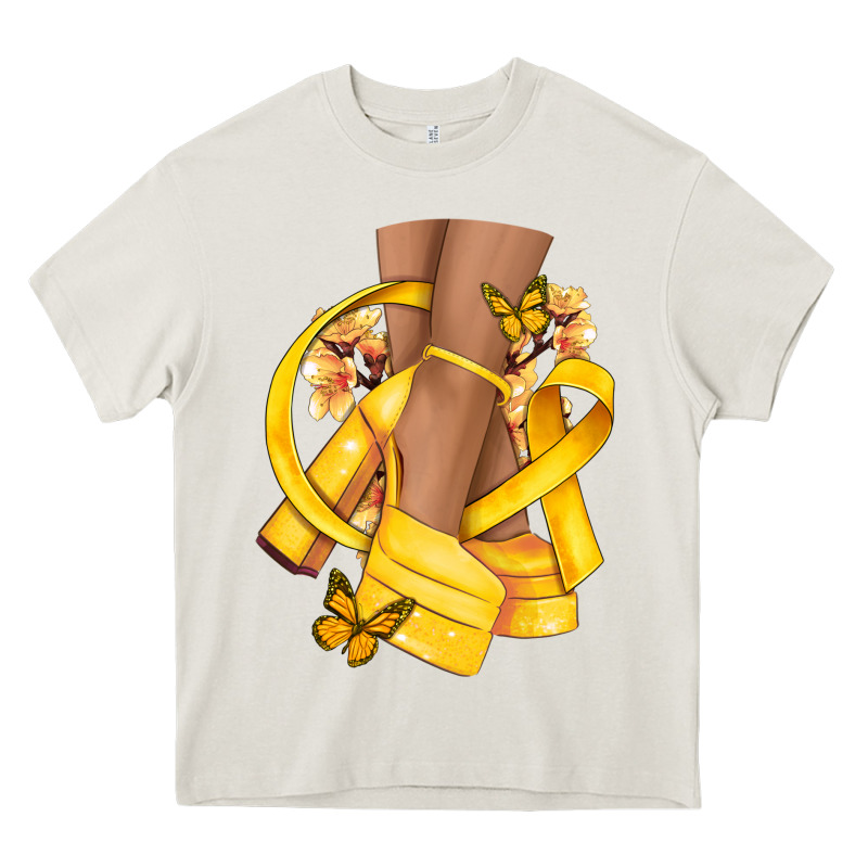 Childhood Cancer Diva Yellow Ribbon Heavy Core Tee by NancyCooperArtShop | Teevron