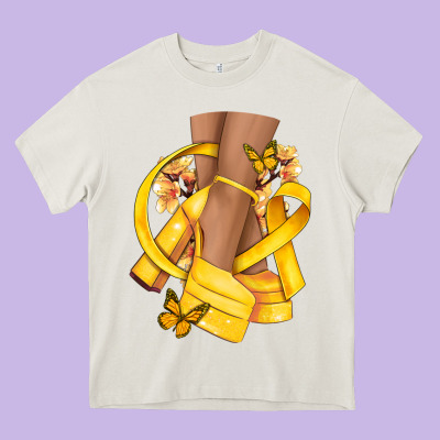 Childhood Cancer Diva Yellow Ribbon Heavy Core Tee Designed By Nancycooperartshop