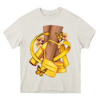 Cream Childhood Cancer diva yellow ribbon Heavy Core Tee - NancyCooperArtShop