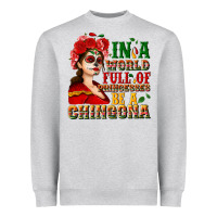 Heather Grey In a world full of princesses be a chingona Heavyweight Sweatshirt - NancyCooperArtShop