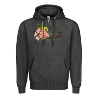 Charcoal Heather Crown of thorns floral Easter Zipper Hoodie - CowGirlArtShop