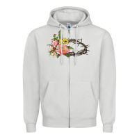Dove Grey Crown of thorns floral Easter Zipper Hoodie - CowGirlArtShop