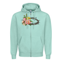 Seafoam Crown of thorns floral Easter Zipper Hoodie - CowGirlArtShop