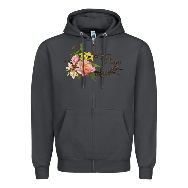 Crown Of Thorns Floral Easter Zipper Hoodie by CowGirlArtShop | Teevron