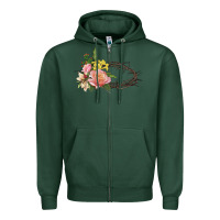 Sports Green Crown of thorns floral Easter Zipper Hoodie - CowGirlArtShop