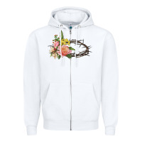 White Crown of thorns floral Easter Zipper Hoodie - CowGirlArtShop