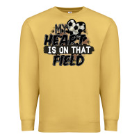 Antique Gold my heart is on that field soccer Premium Sweatshirt - FaDigitalArtStudio