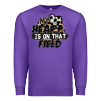 Purple my heart is on that field soccer Premium Sweatshirt - FaDigitalArtStudio