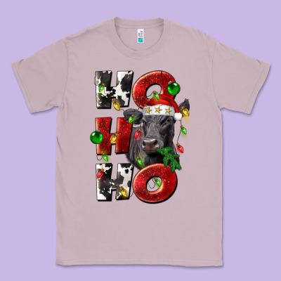 Christmas Ho Ho Ho Black Angus Classic Tee Designed By Lillyallendesigns
